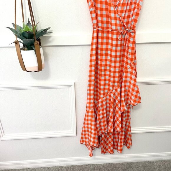Diane von Furstenberg Ruffled Gingham Stretch-Silk Wrap-Effect Midi Dress Size 2 - Picture 3 of 9